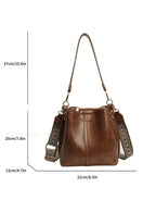 PU Bucket Bag Versatile Shoulder Handbag Women Tote Bag