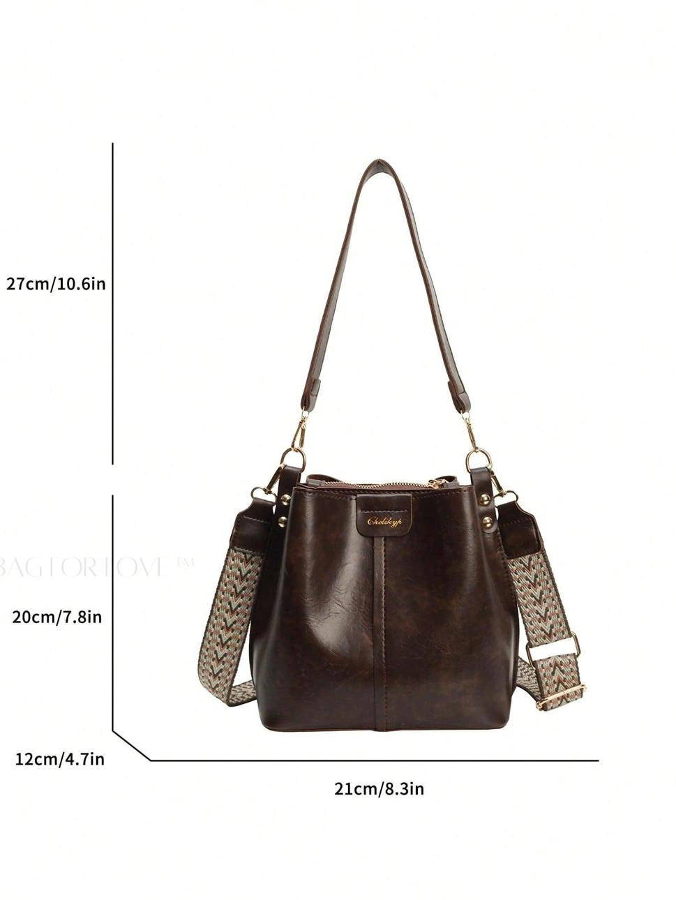 PU Bucket Bag Versatile Shoulder Handbag Women Tote Bag
