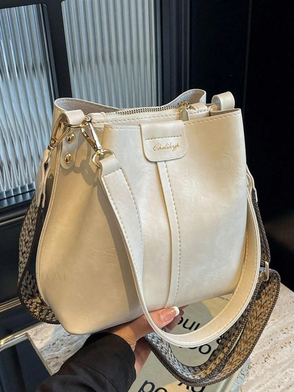 PU Bucket Bag Versatile Shoulder Handbag Women Tote Bag