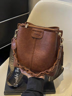 PU Bucket Bag Versatile Shoulder Handbag Women Tote Bag
