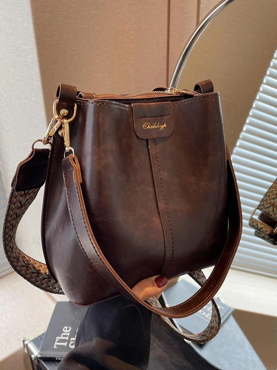 PU Bucket Bag Versatile Shoulder Handbag Women Tote Bag