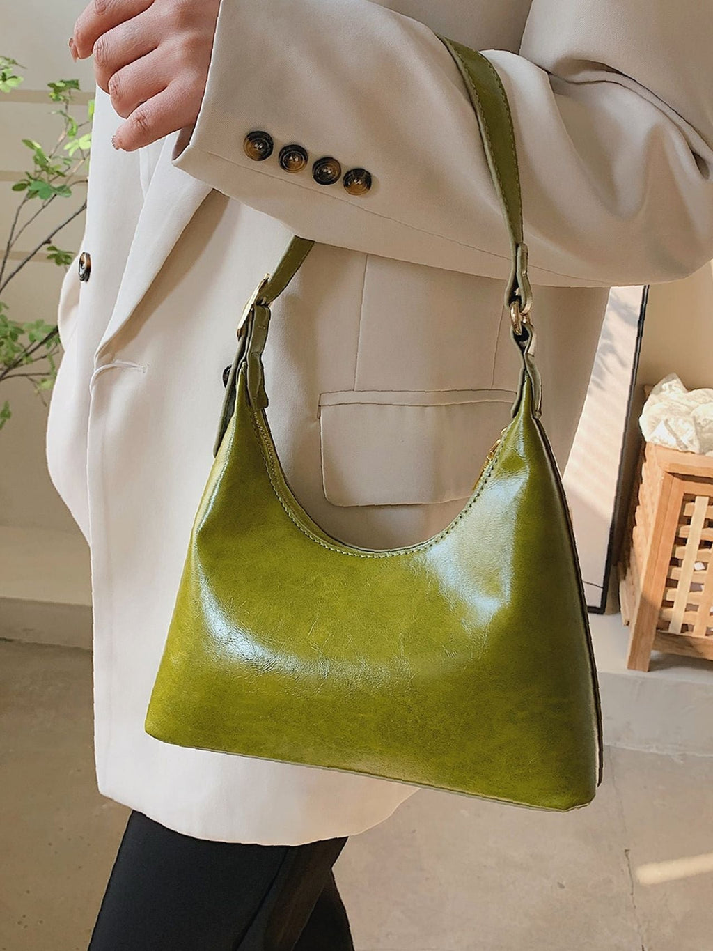 Baguette Shoulder Bag for Women Minimalist Handbag