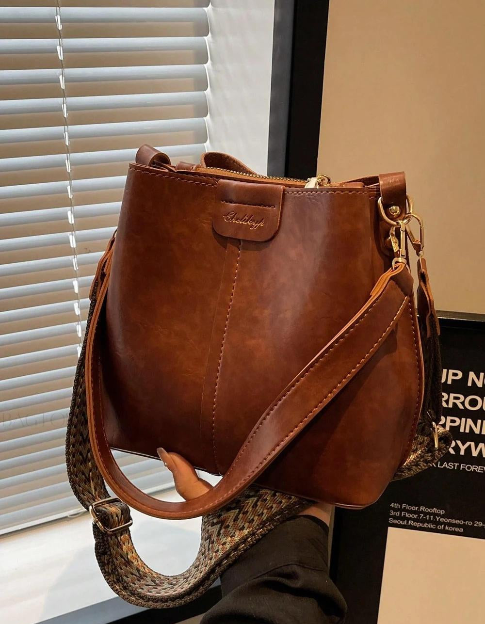 PU Bucket Bag Versatile Shoulder Handbag Women Tote Bag