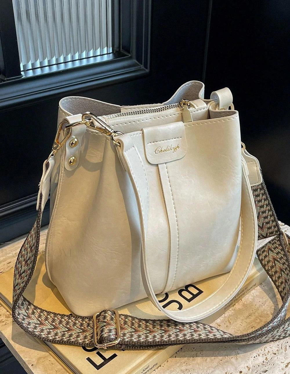PU Bucket Bag Versatile Shoulder Handbag Women Tote Bag