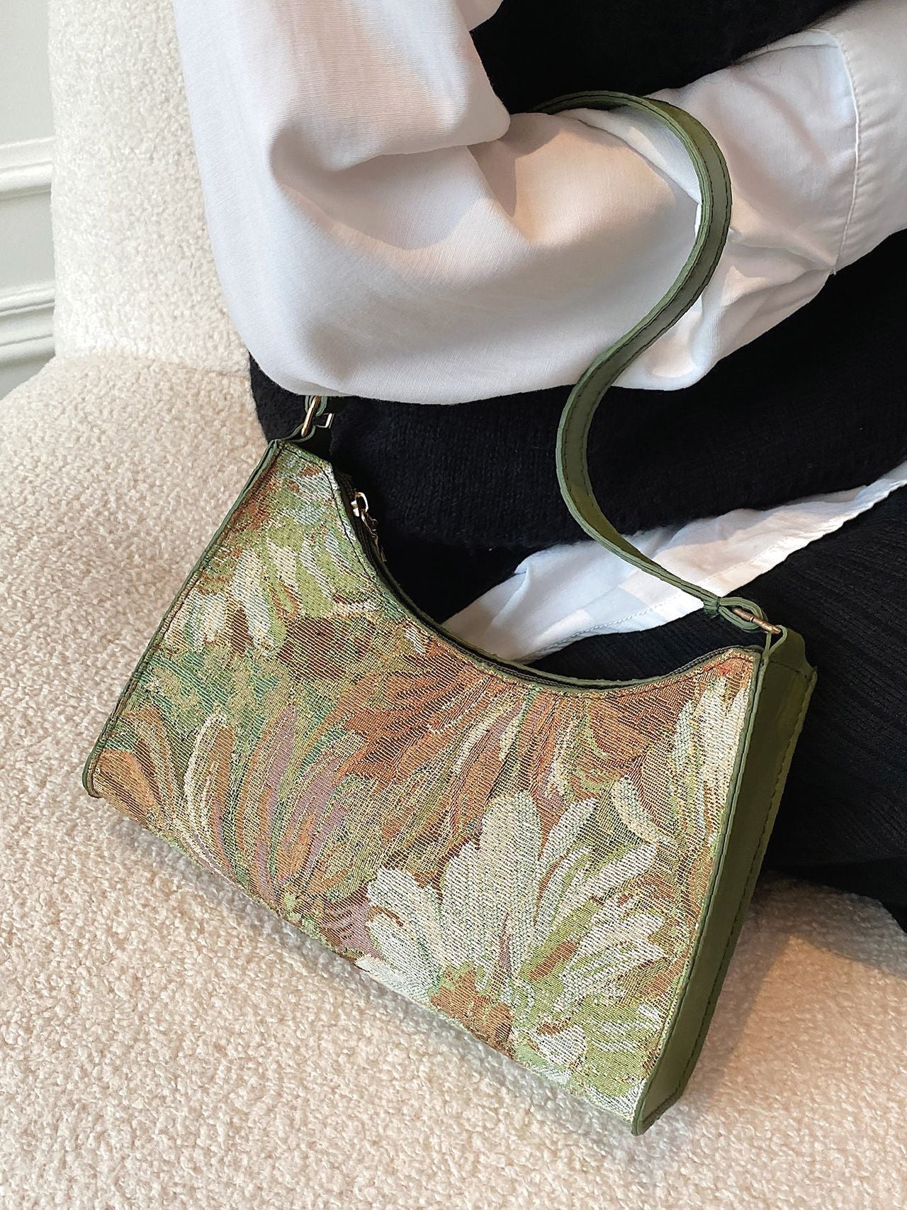Women Square Shoulder Bag Floral Pattern