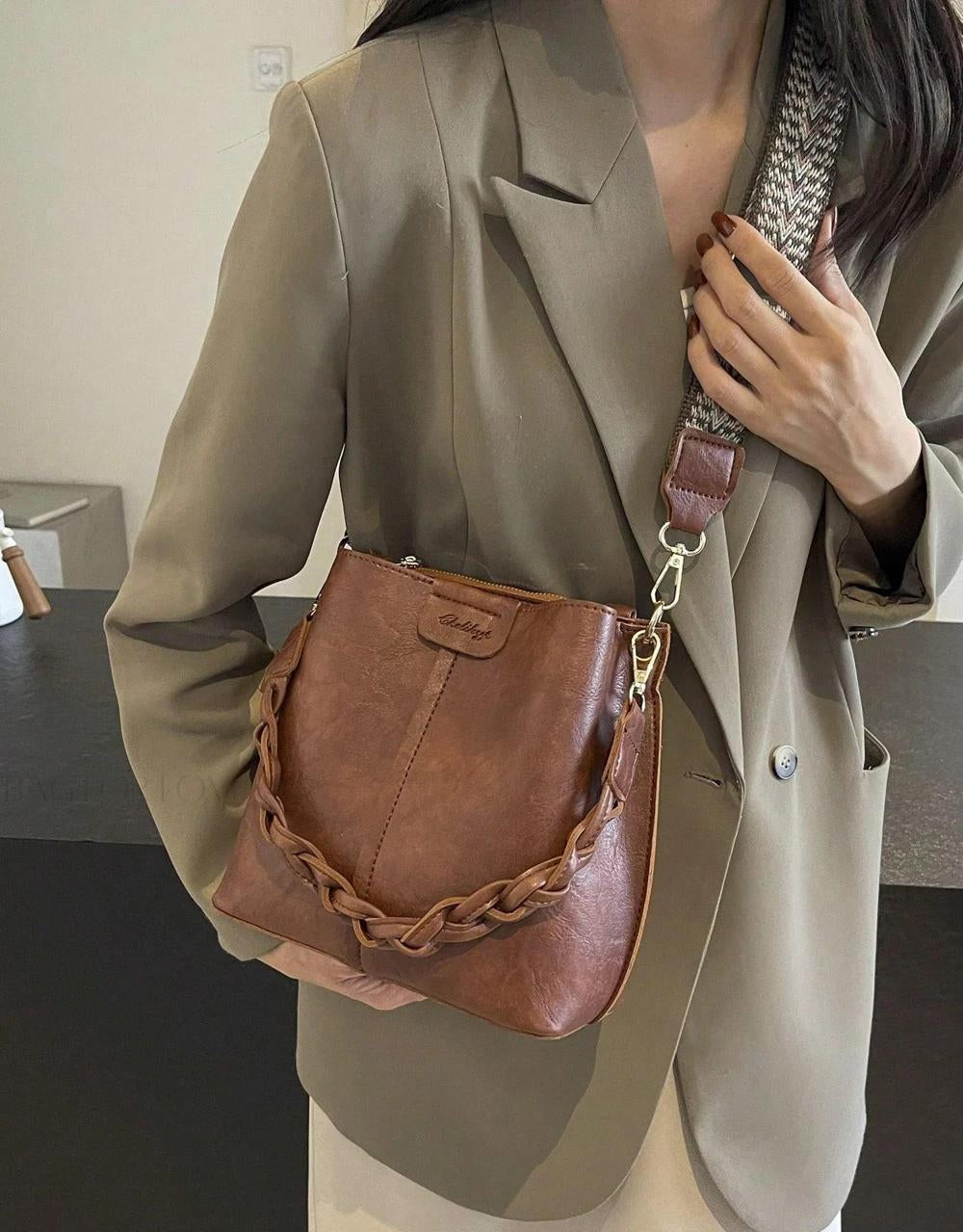 PU Bucket Bag Versatile Shoulder Handbag Women Tote Bag