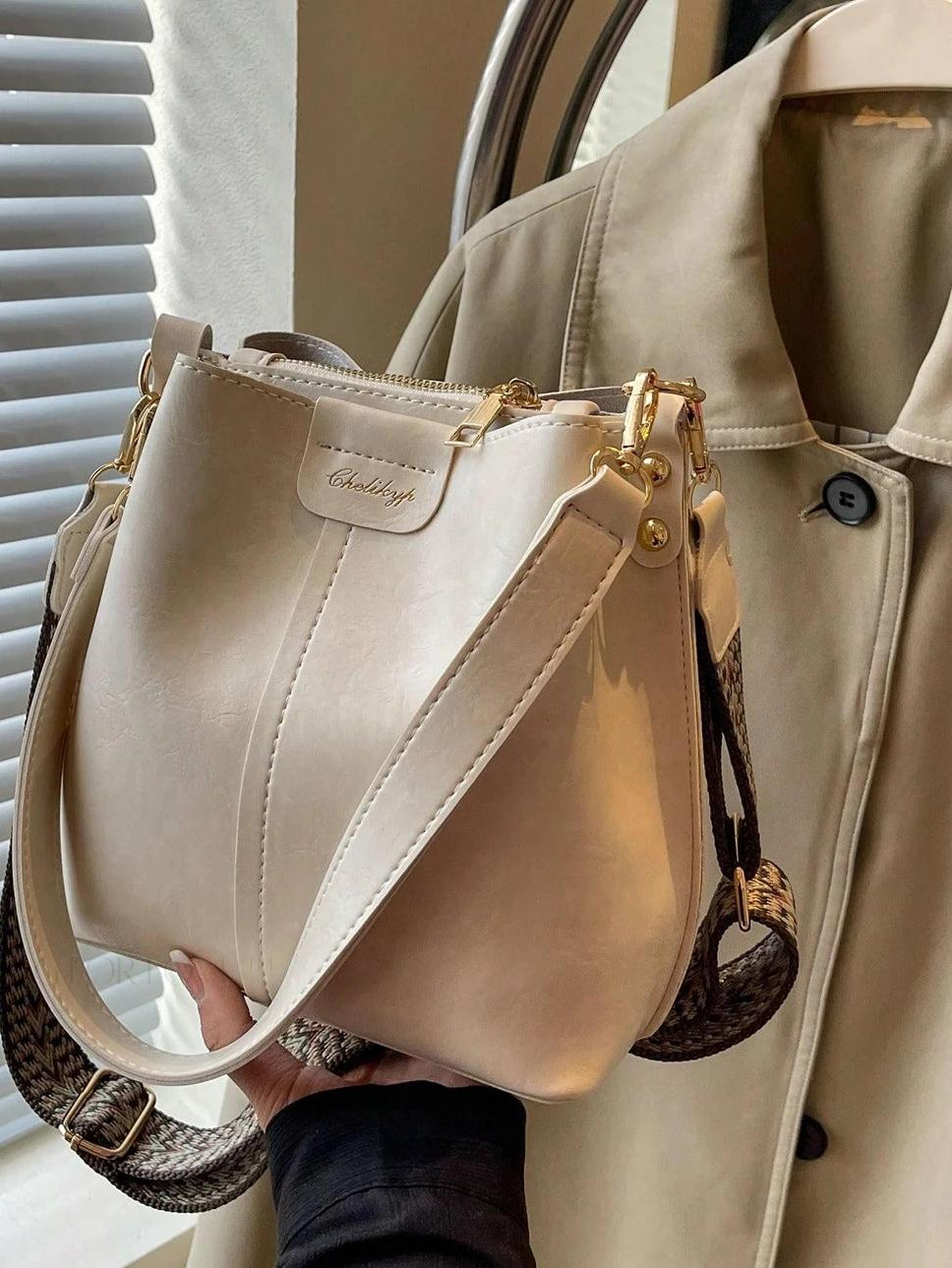 PU Bucket Bag Versatile Shoulder Handbag Women Tote Bag