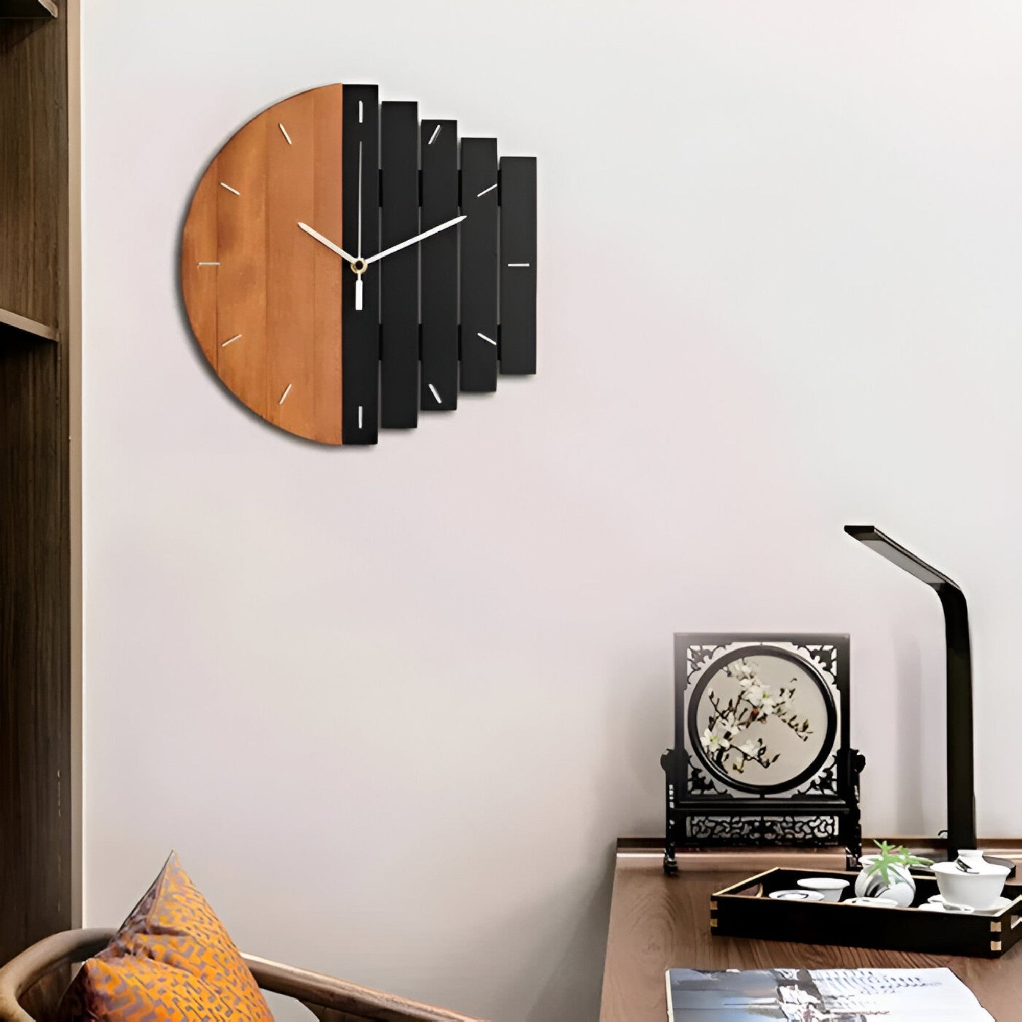 Large Wooden Modern Wall Clock