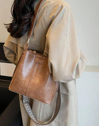 PU Bucket Bag Versatile Shoulder Handbag Women Tote Bag