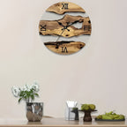 Round Wooden Wall Clock with Roman Numerals