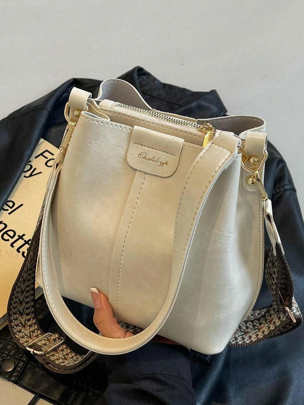 PU Bucket Bag Versatile Shoulder Handbag Women Tote Bag