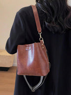 PU Bucket Bag Versatile Shoulder Handbag Women Tote Bag