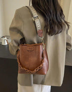 PU Bucket Bag Versatile Shoulder Handbag Women Tote Bag