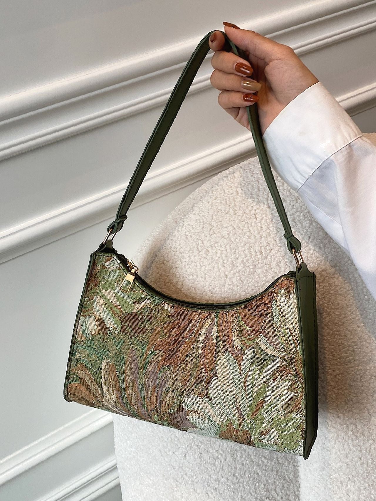 Women Square Shoulder Bag Floral Pattern
