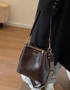 PU Bucket Bag Versatile Shoulder Handbag Women Tote Bag