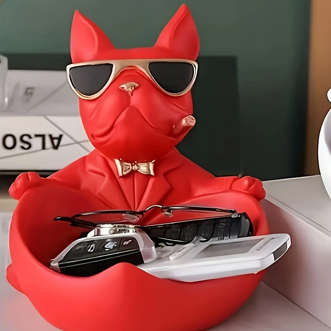 Bulldog Decorative Tray Statue