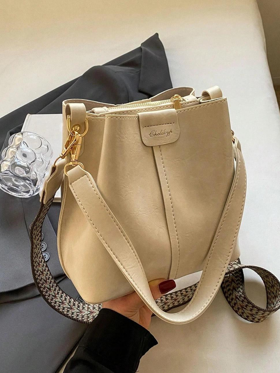 PU Bucket Bag Versatile Shoulder Handbag Women Tote Bag