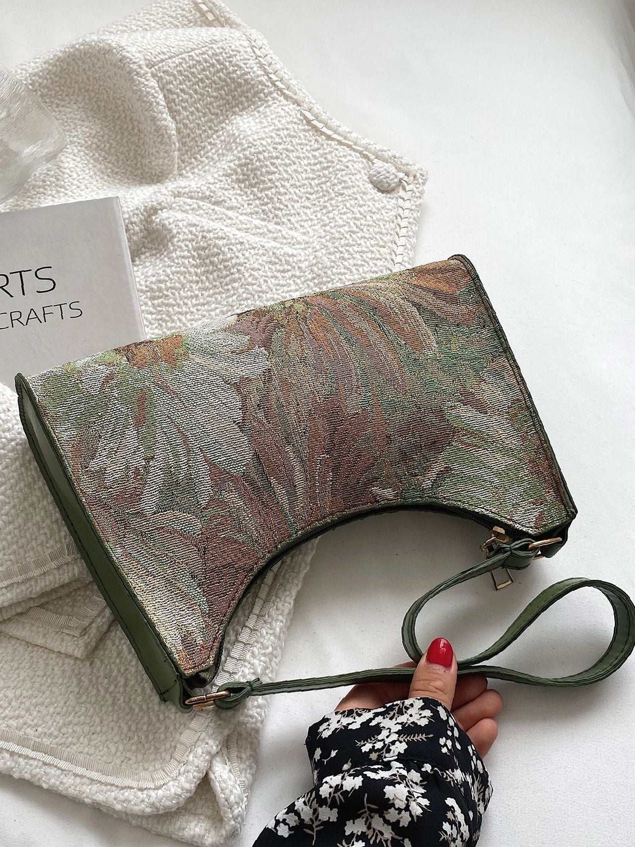 Women Square Shoulder Bag Floral Pattern