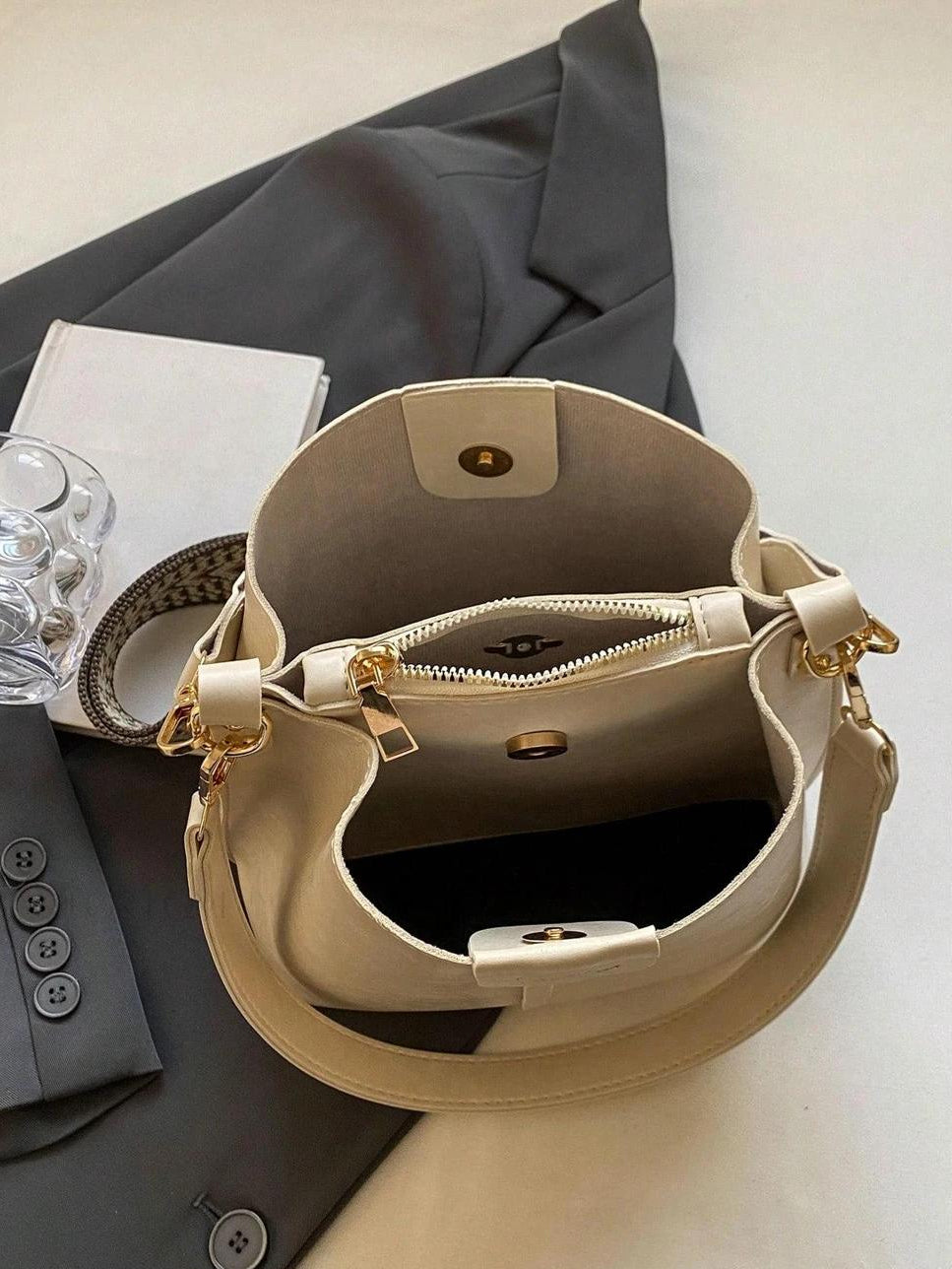 PU Bucket Bag Versatile Shoulder Handbag Women Tote Bag