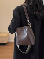 PU Bucket Bag Versatile Shoulder Handbag Women Tote Bag