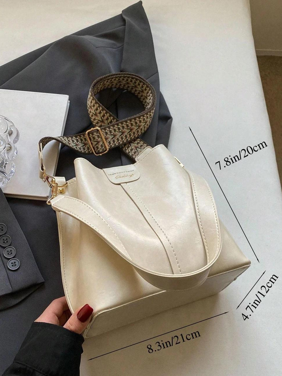 PU Bucket Bag Versatile Shoulder Handbag Women Tote Bag