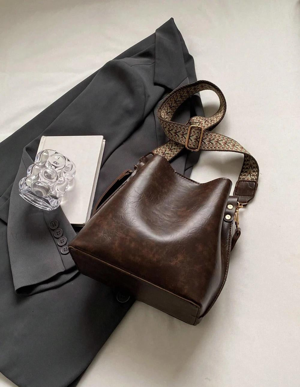 PU Bucket Bag Versatile Shoulder Handbag Women Tote Bag