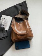 PU Bucket Bag Versatile Shoulder Handbag Women Tote Bag