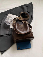 PU Bucket Bag Versatile Shoulder Handbag Women Tote Bag