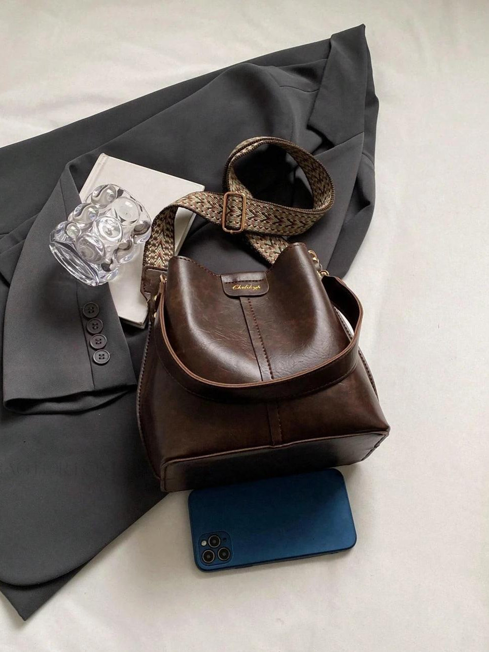 PU Bucket Bag Versatile Shoulder Handbag Women Tote Bag