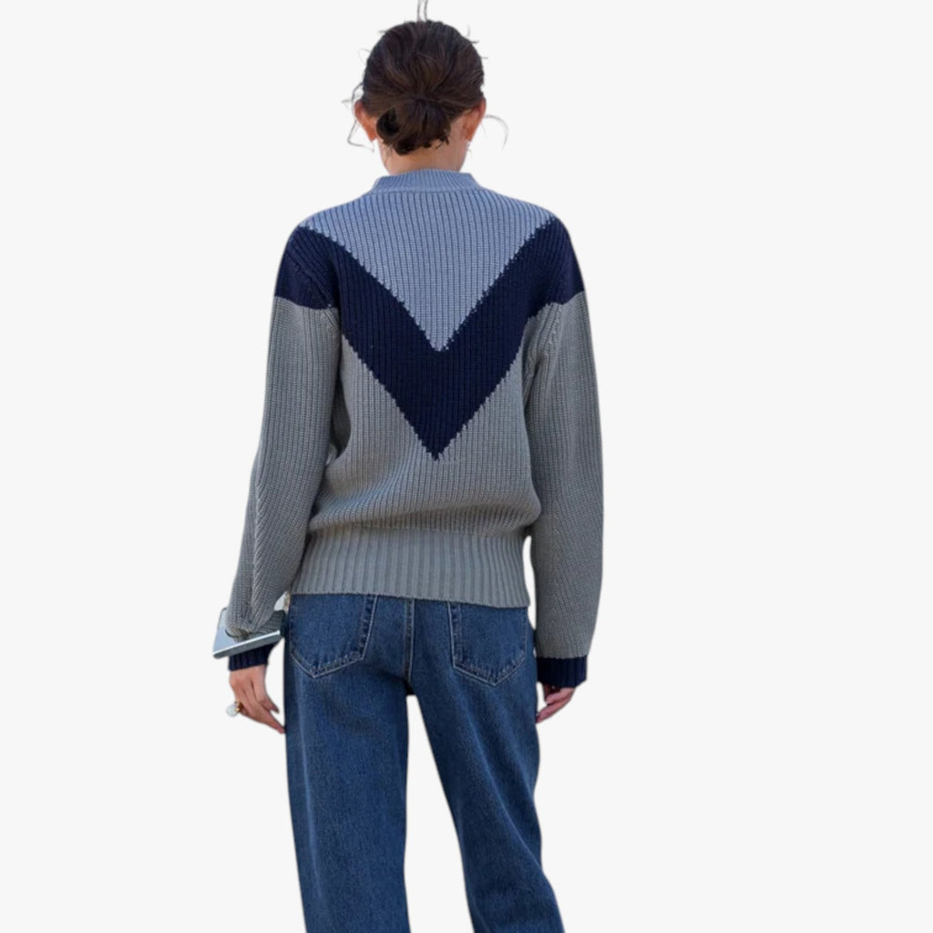 Women’s Crew Neck Geometric Knit Sweater