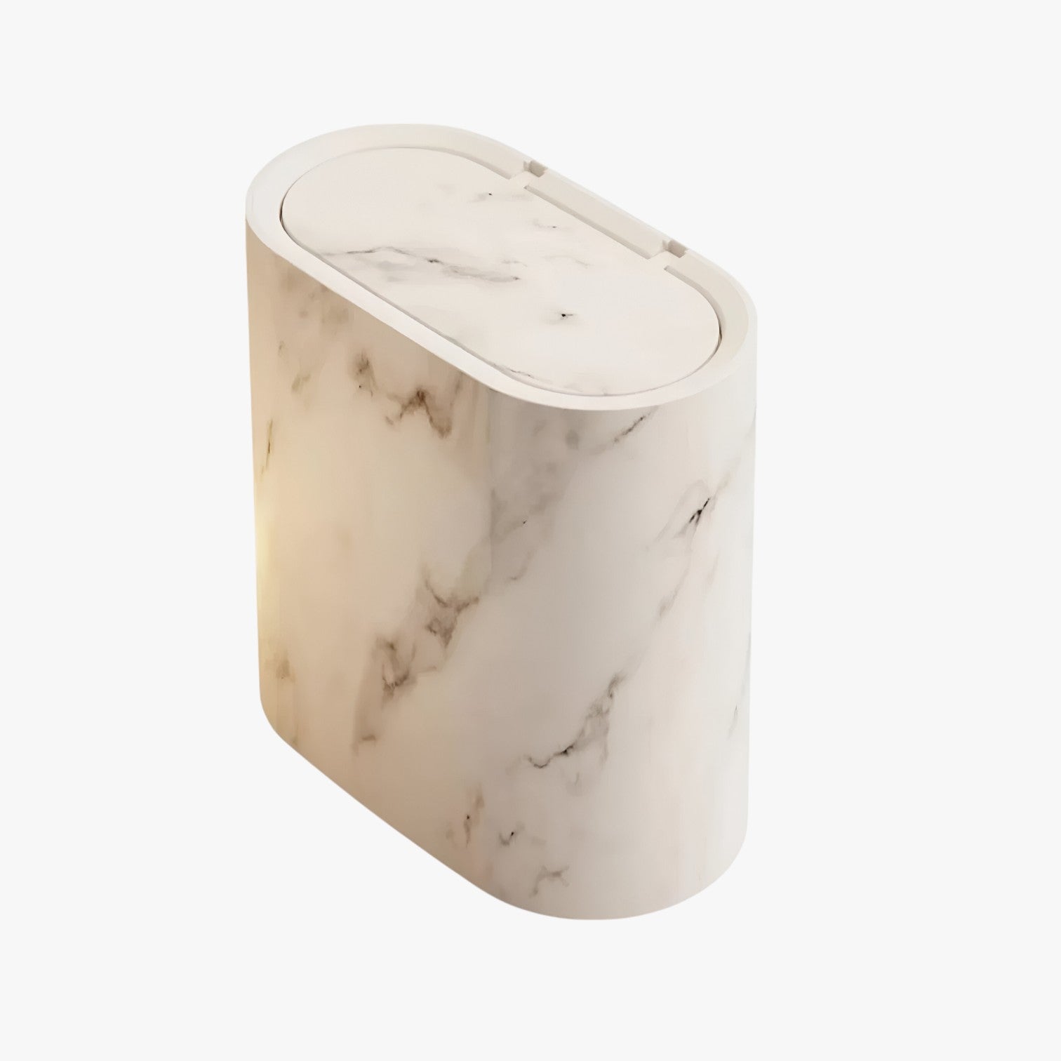 Slim Marble Pattern Bathroom Trash Can