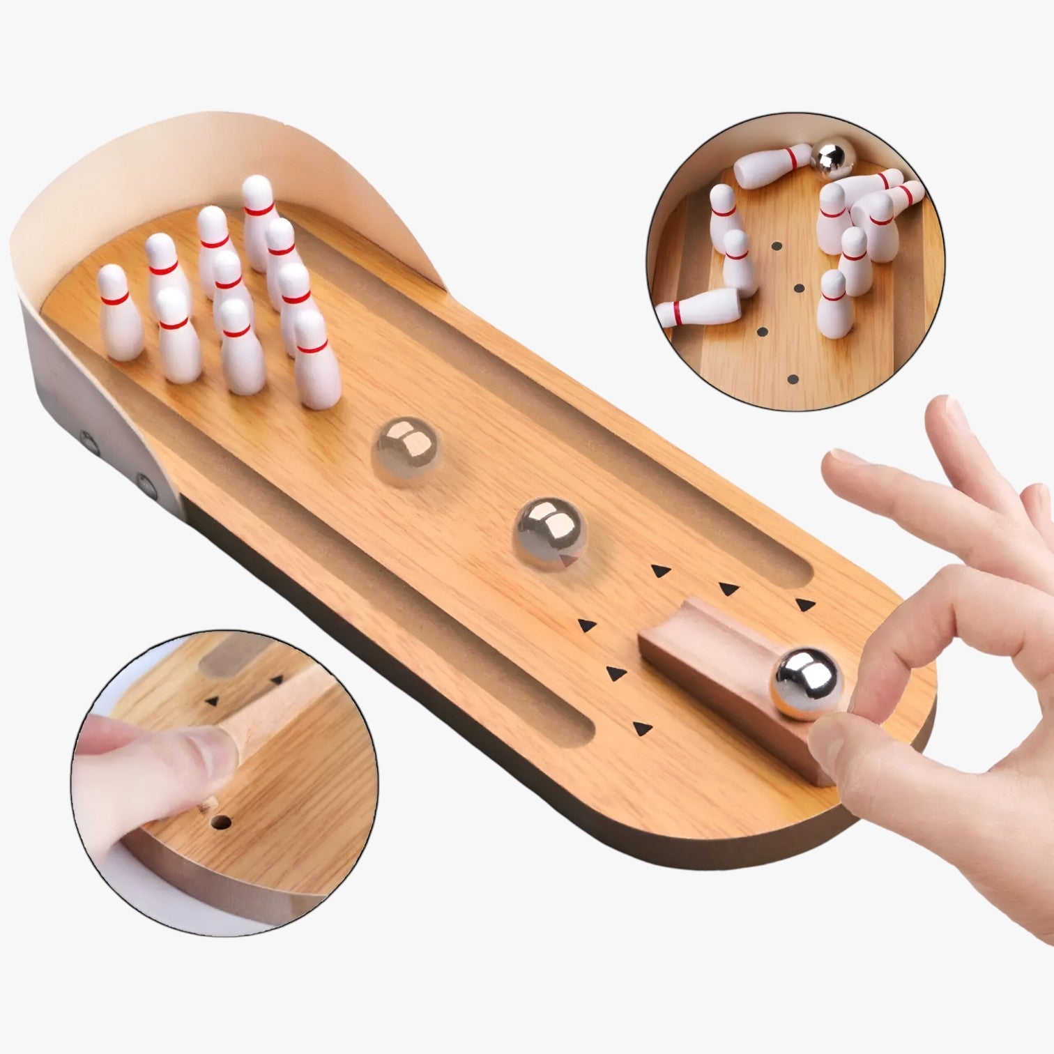 Mini Tabletop Wooden Bowling Game