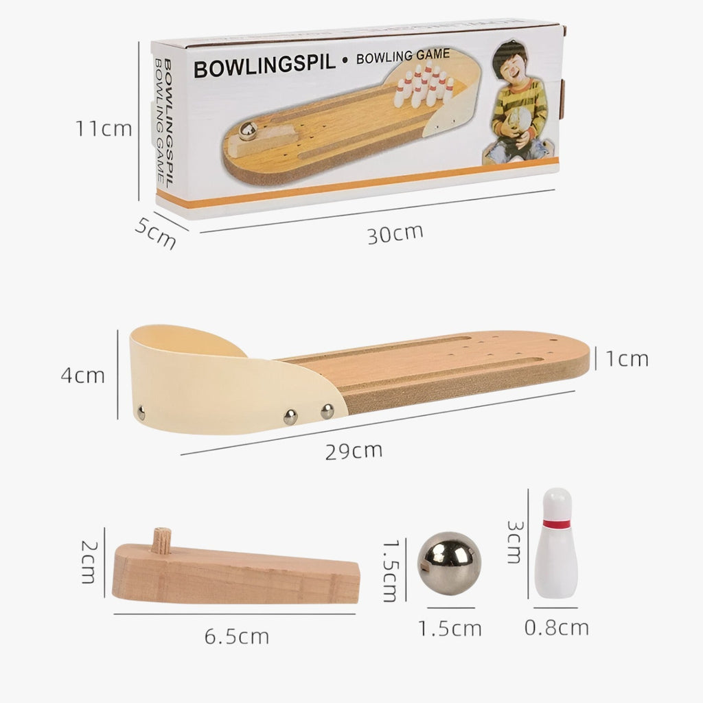 Mini Tabletop Wooden Bowling Game