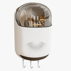 Wall-Mounted Utensil Holder with Lid and Drainage
