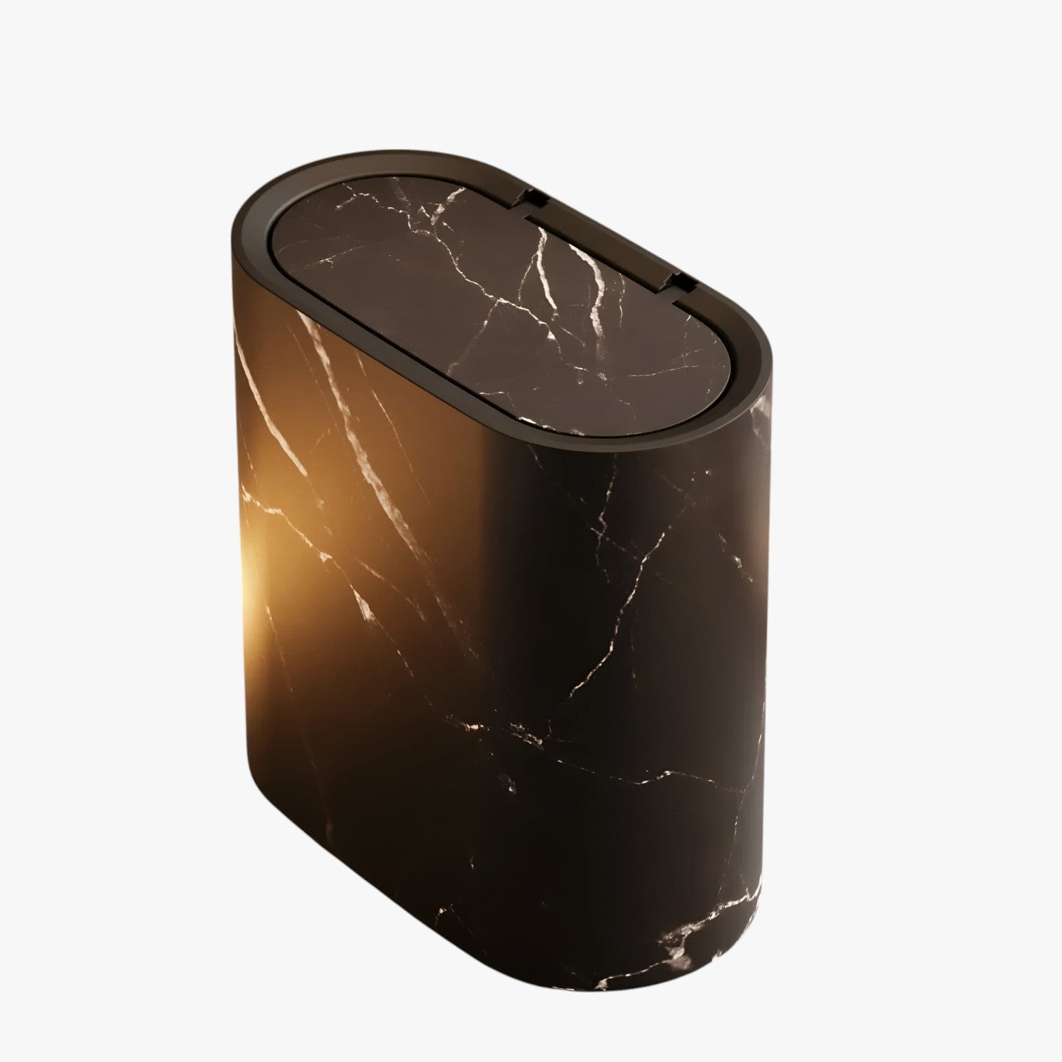 Slim Marble Pattern Bathroom Trash Can