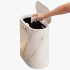 Slim Marble Pattern Bathroom Trash Can