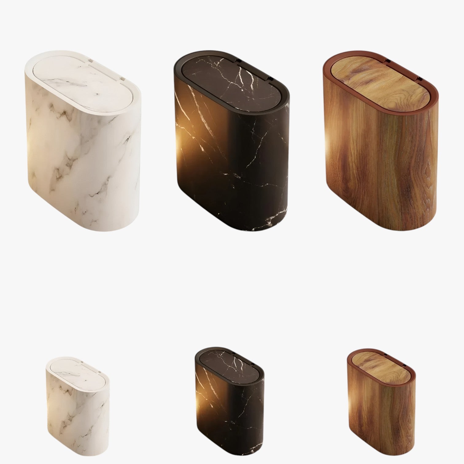 Slim Marble Pattern Bathroom Trash Can
