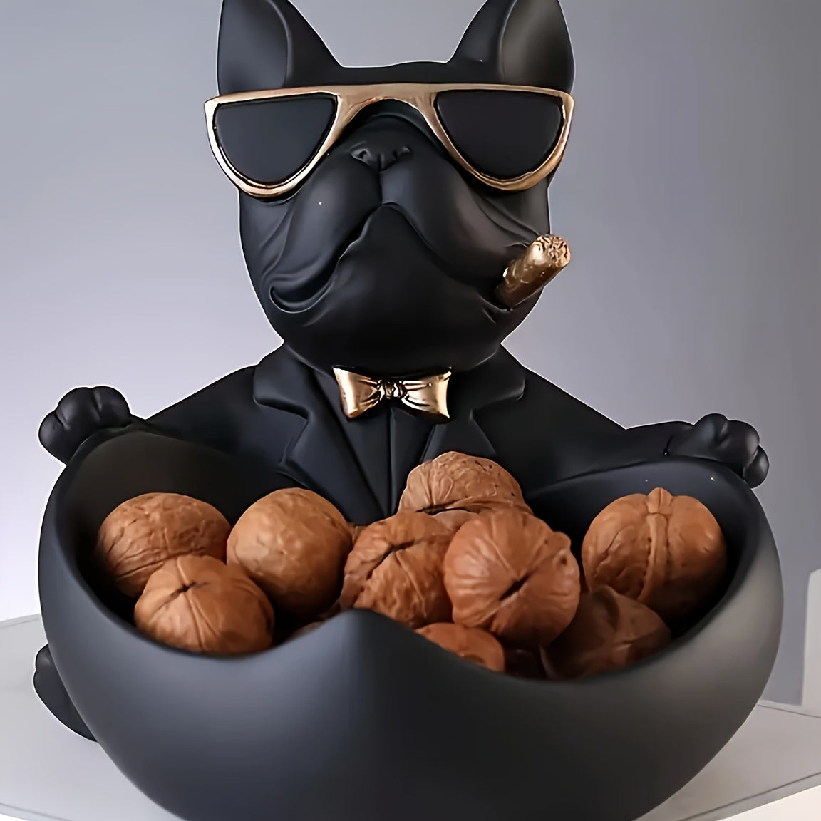 Bulldog Decorative Tray Statue